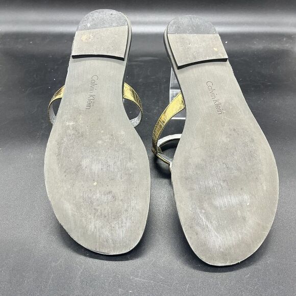 Calvin Klein Swift Sandal womens size 9 silver gold casual summer outdoor E8370 - Picture 7 of 7